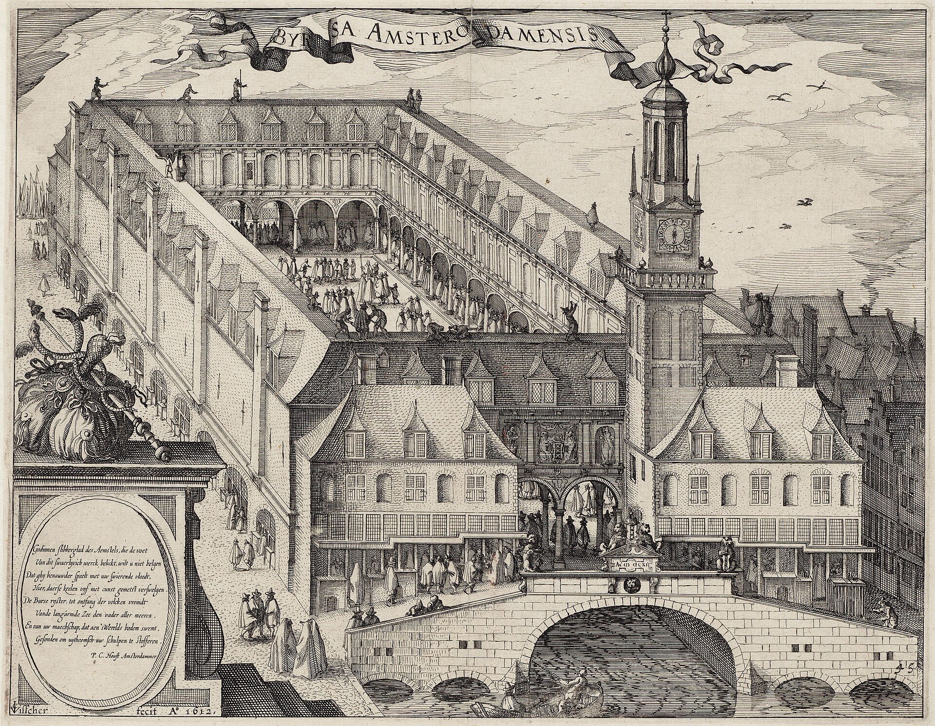 Engraving of Hendrick de Keyser's Amsterdam exchange from 1612