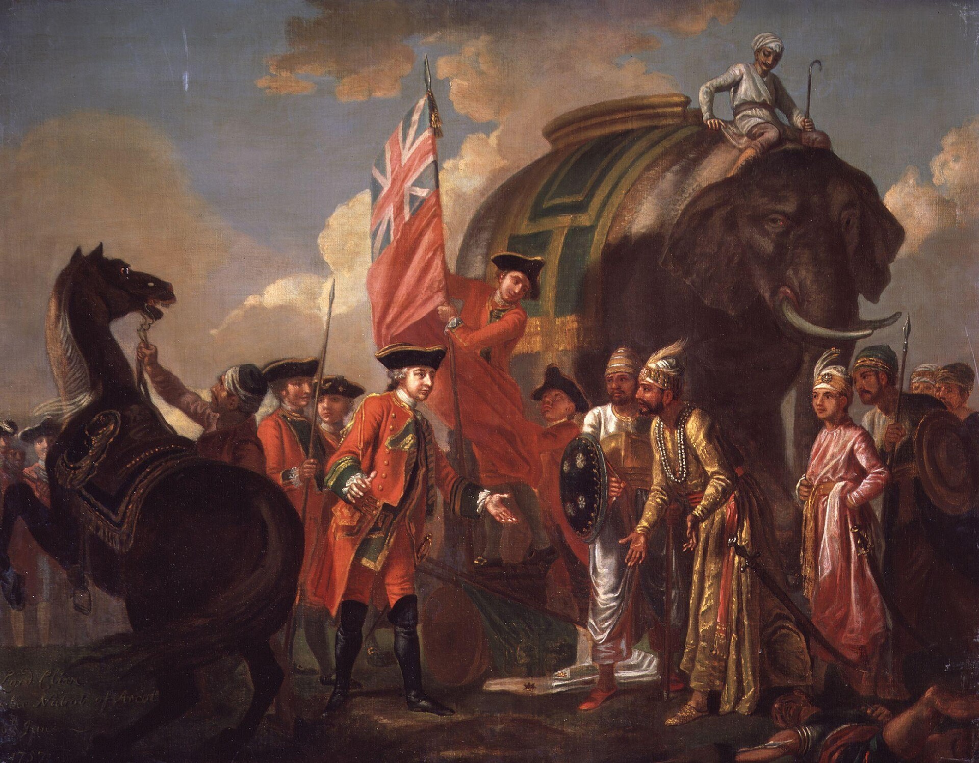 Robert Clive meeting Mir Jafar after the Battle of Plassey, painting by Francis Hayman