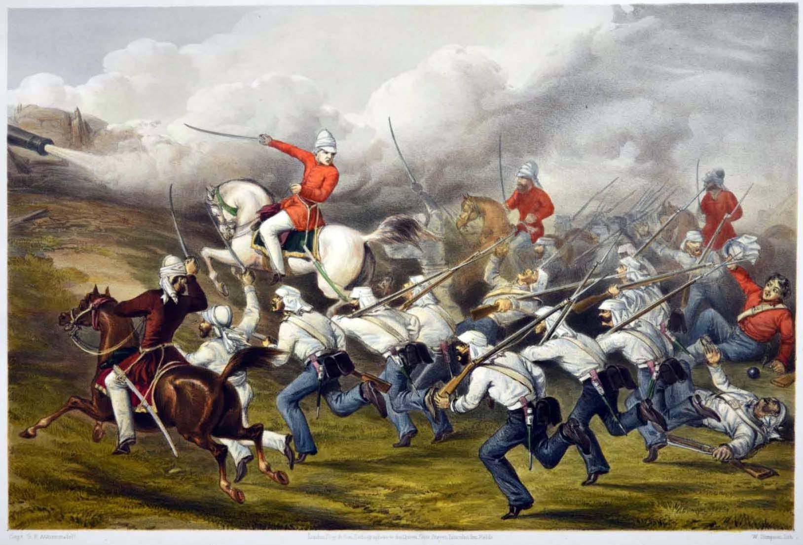 British troops storming the rebel positions at Badli-ki-Serai near Delhi, 1857